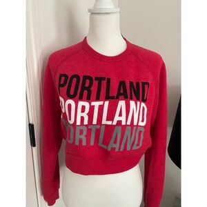 NWT Where Im From Red Portland Cropped Sweatshirt Womens XSmall Graphic Top
